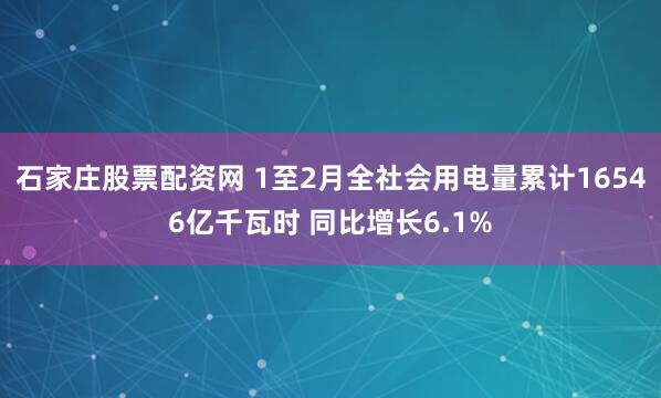 石家庄股票配资网 1至2月全社会用电量累计16546亿千瓦时 同比增长6.1%